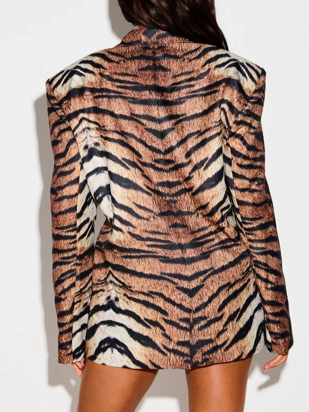 Multicolor Party Women's Tiger Print Oversized Blazer
